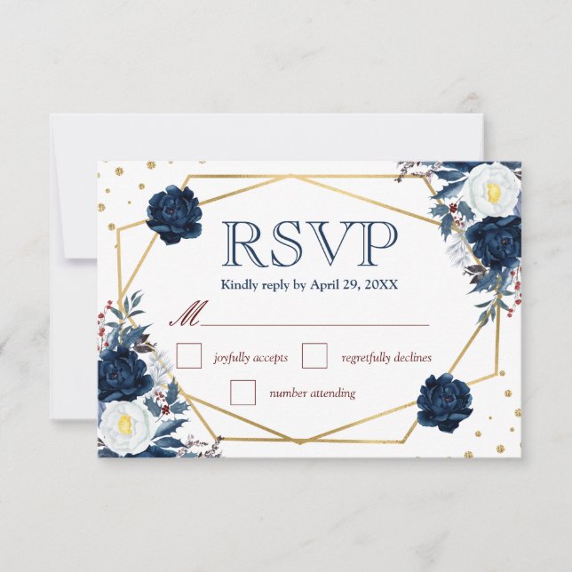 Tarjeta de respuesta de boda de flores de invierno (Anverso)