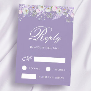 Tarjeta de respuesta de boda de flores de lavanda