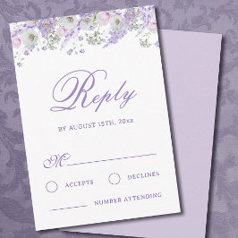 Tarjeta de respuesta de boda de flores de lila