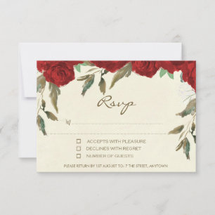 Tarjeta de respuesta de boda de flores de rosas ro