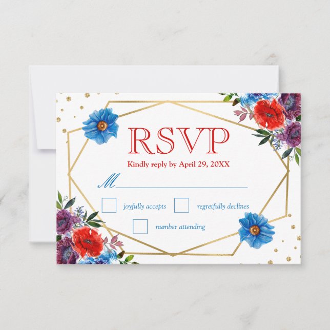 Tarjeta de respuesta de boda de flores de verano c (Anverso)