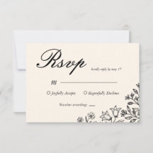 Tarjeta de respuesta de boda de flores marfil mini