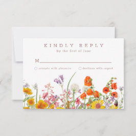 Tarjeta de respuesta de boda de flores silvestres
