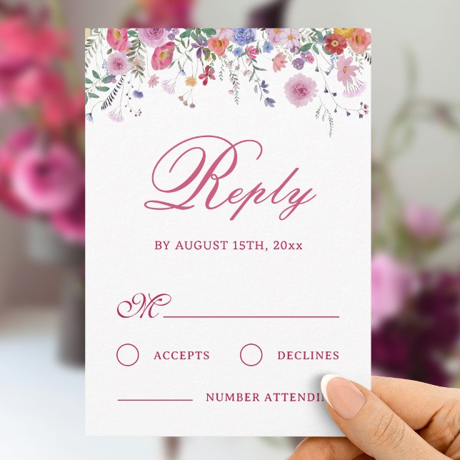 Tarjeta de respuesta de boda de flores silvestres  (Subido por el creador)