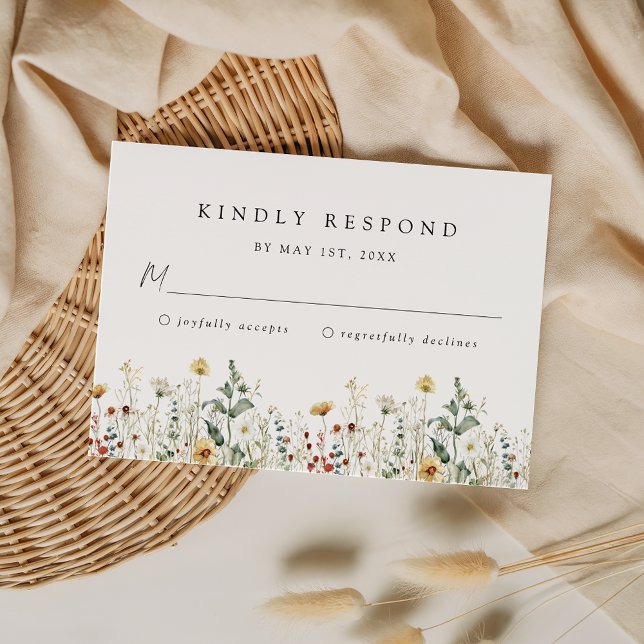 Tarjeta de respuesta de boda de flores silvestres (Subido por el creador)