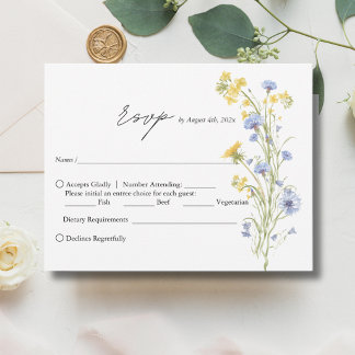 Tarjeta de respuesta de boda de flores silvestres