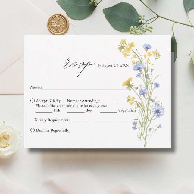 Tarjeta de respuesta de boda de flores silvestres  (Subido por el creador)