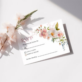 Tarjeta de respuesta de boda de flores silvestres 