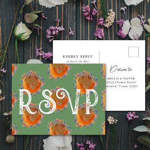 Tarjeta de respuesta de boda de flores silvestres