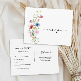Tarjeta de respuesta de boda de flores silvestres 