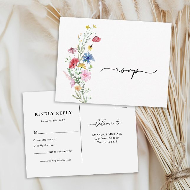Tarjeta de respuesta de boda de flores silvestres  (Subido por el creador)