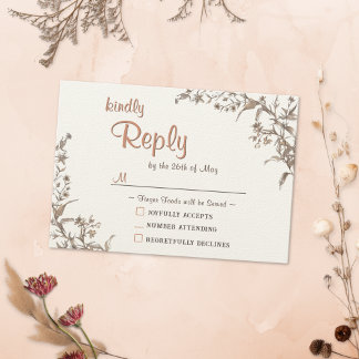Tarjeta de respuesta de boda de flores silvestres