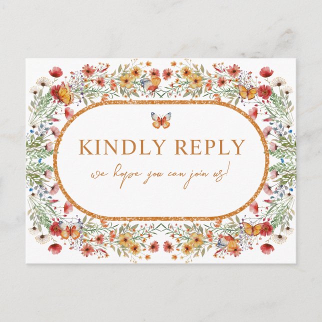 Tarjeta de respuesta de boda de flores silvestres  (Anverso)