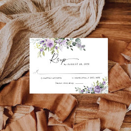 Tarjeta de Respuesta de Boda de Flores Violetas Ro