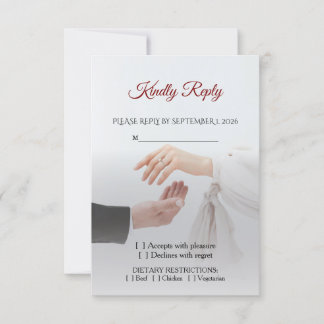 Tarjeta de respuesta de boda de foto blanca elegan