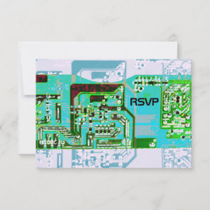 Tarjeta de respuesta de boda de geek de alta tecno
