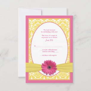 Tarjeta de respuesta de boda de Gerbera Daisy Amar