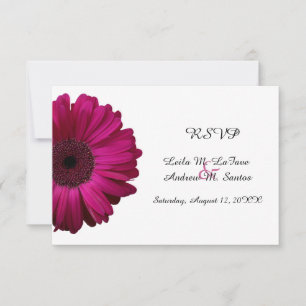 Tarjeta de respuesta de boda de gerbera Daisy rosa