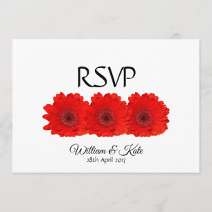 Tarjeta de respuesta de boda de gerbera roja perso