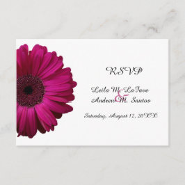 Tarjeta de respuesta de boda de gerbera rosa elega