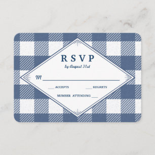 Tarjeta de respuesta de boda de gingham casero