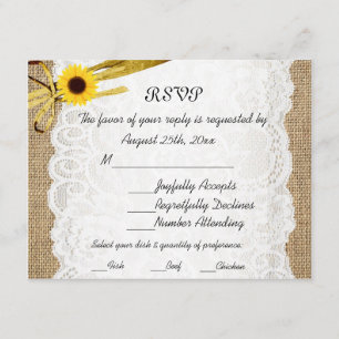 Tarjeta de respuesta de boda de girasol de arpille