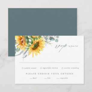 Tarjeta de respuesta de boda de girasol elegante d