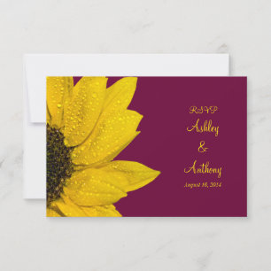 Tarjeta de respuesta de boda de girasol - Vino y A