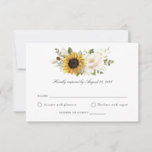 Tarjeta de respuesta de boda de girasoles con flor
