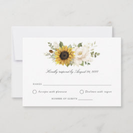 Tarjeta de respuesta de boda de girasoles con flor