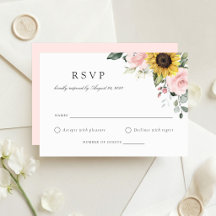Tarjeta de respuesta de boda de girasoles rosados 