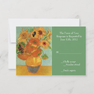 tarjeta de respuesta de boda de girasoles vintage