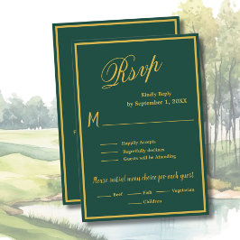 Tarjeta de respuesta de boda de golf con código QR