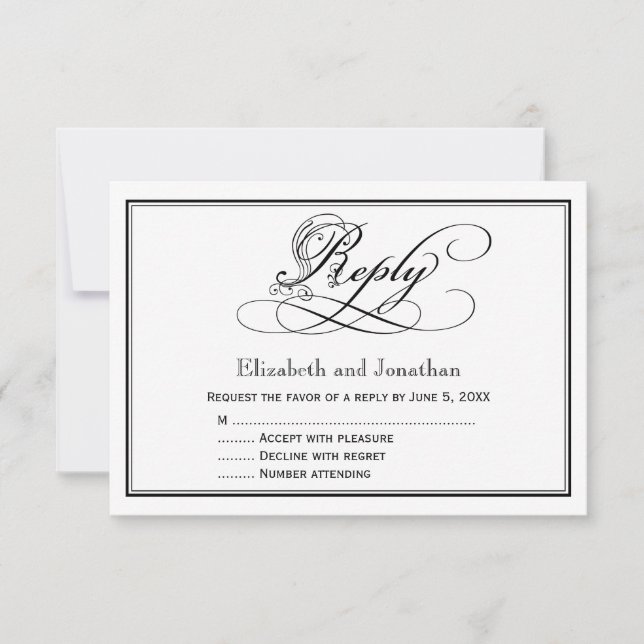 Tarjeta de respuesta de Boda de guiones reales en  (Anverso)