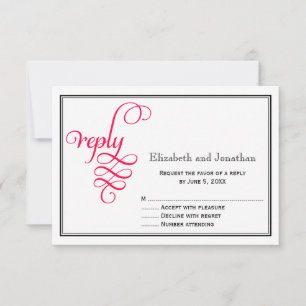 Tarjeta de respuesta de Boda de guiones rosados Ro