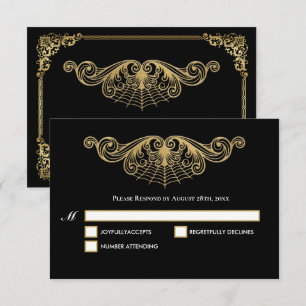 Tarjeta de respuesta de boda de Halloween gótica d