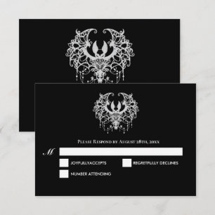 Tarjeta de respuesta de boda de Halloween gótica e