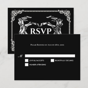Tarjeta de respuesta de boda de Halloween gótica o