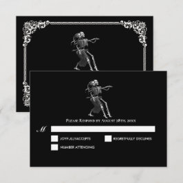 Tarjeta de respuesta de boda de Halloween gótica o