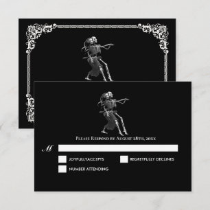 Tarjeta de respuesta de boda de Halloween gótica o