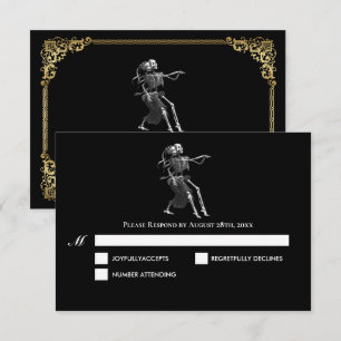Tarjeta de respuesta de boda de Halloween gótica o
