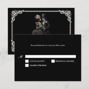 Tarjeta de respuesta de boda de Halloween gótica o