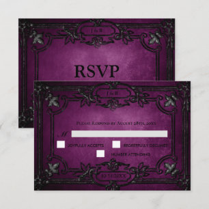 Tarjeta de respuesta de boda de Halloween gótica p