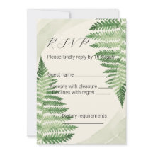 Tarjeta de respuesta de boda de helecho verde mini