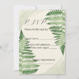 Tarjeta de respuesta de boda de helecho verde mini