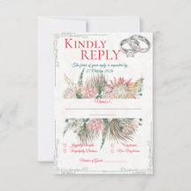 Tarjeta de respuesta de boda de hierba de Pampas d