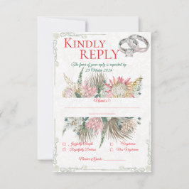 Tarjeta de respuesta de boda de hierba de Pampas d