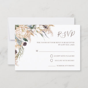 Tarjeta de respuesta de boda de hierba de Pampas P