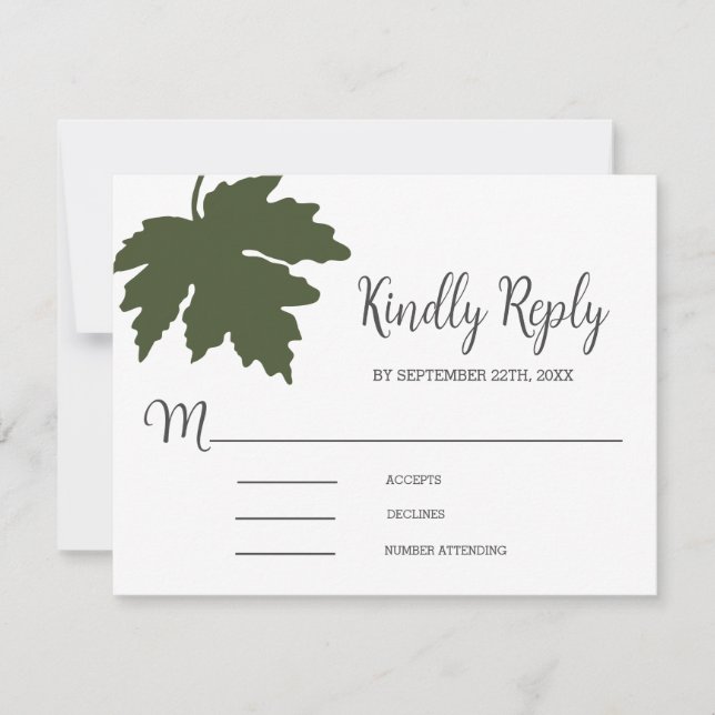 Tarjeta de respuesta de boda de hoja de arce de ot (Anverso)