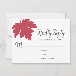 Tarjeta de respuesta de boda de hoja de arce de ot